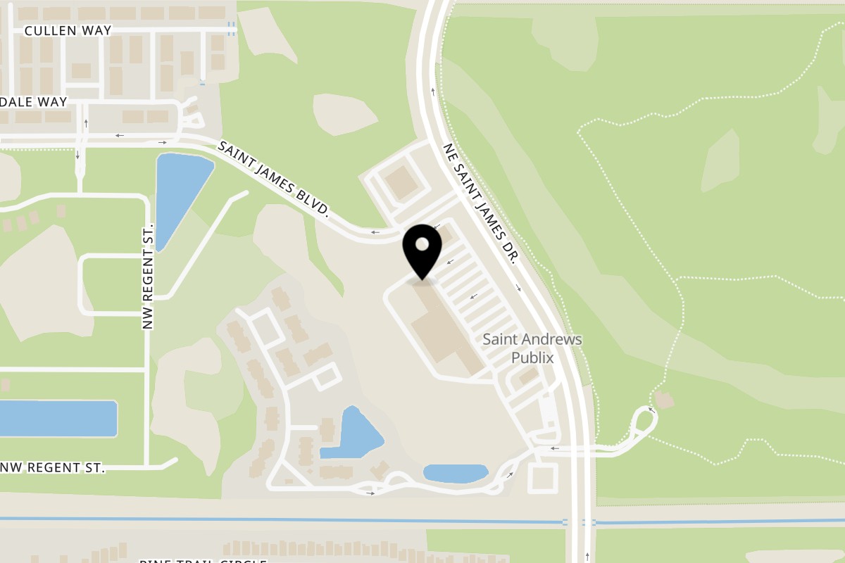 Map showing the location of Café In Havana on 5489 NW St James Dr in Port St. Lucie